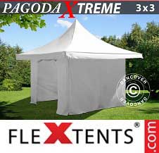 Tente Pliante FleXtents Pro Xtreme 3x3m / (4x4m) Blanc, avec 4 cotés